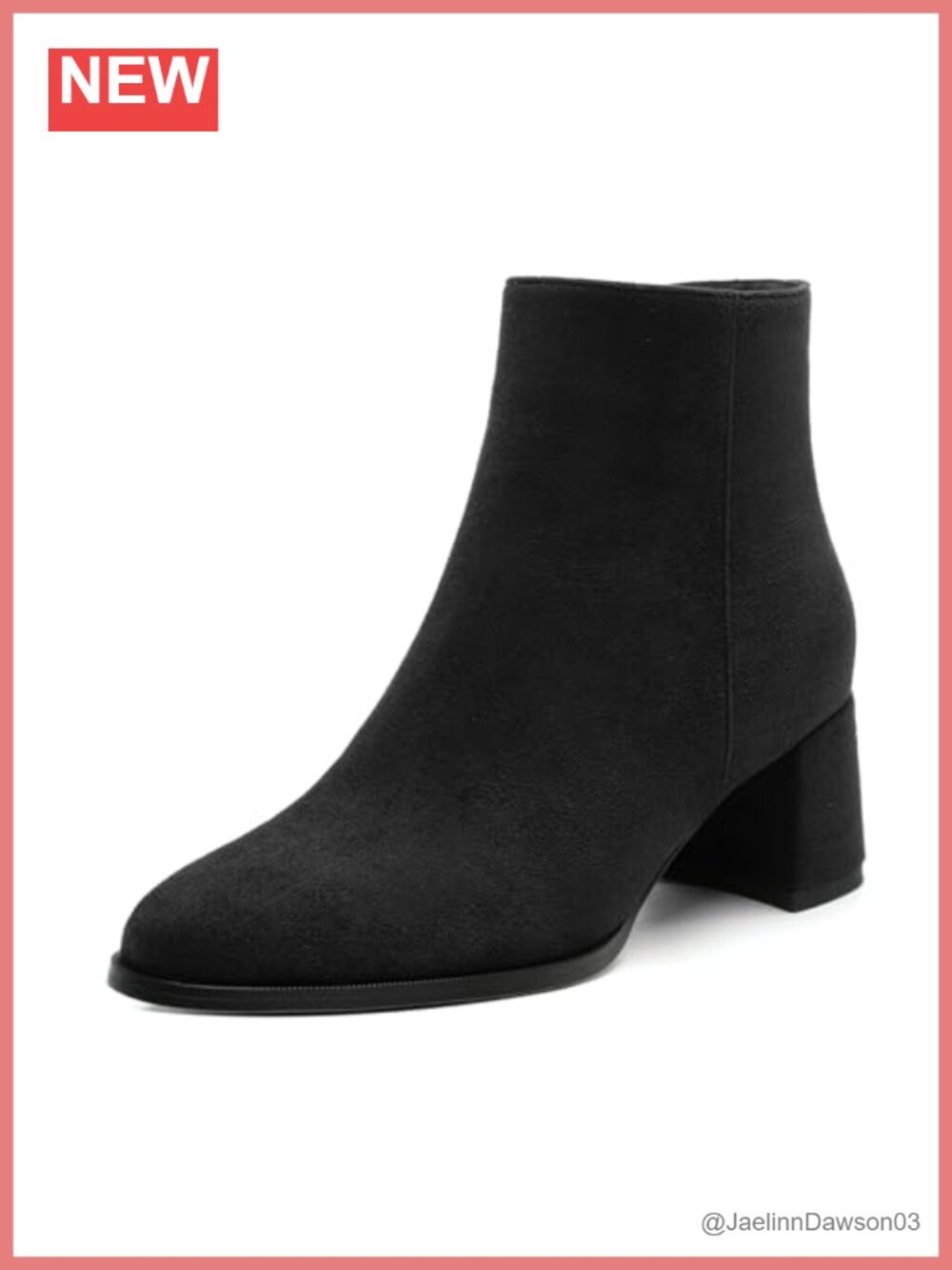Wide Width Suede Ankle Boots Low Heel Block Zip Faux Fur Winter